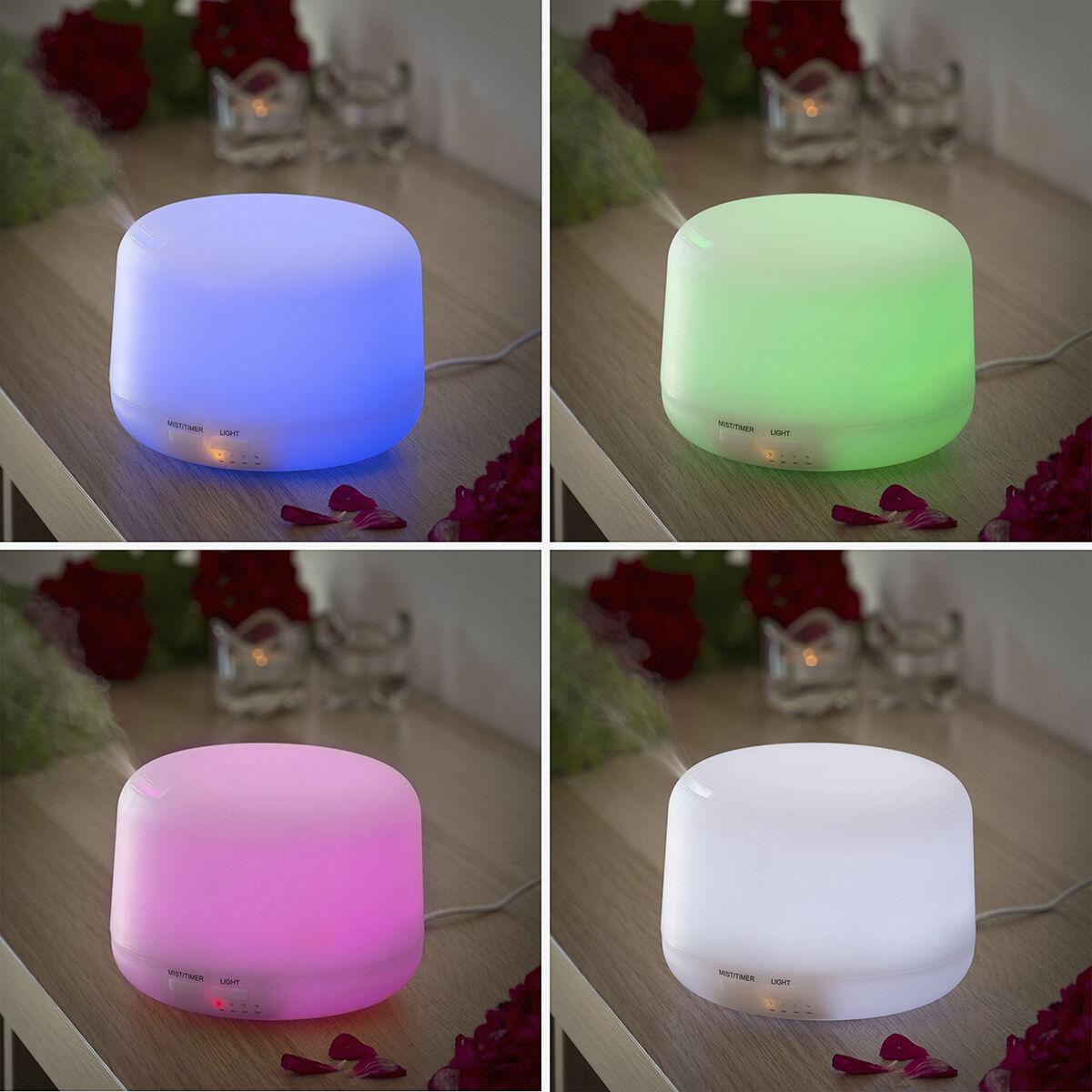 AromaGlow™ – Difusor Ultrassónico 3-em-1 com LED Multicolor e 400ml