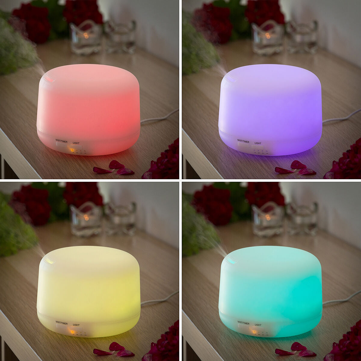 AromaGlow™ – Difusor Ultrassónico 3-em-1 com LED Multicolor e 400ml